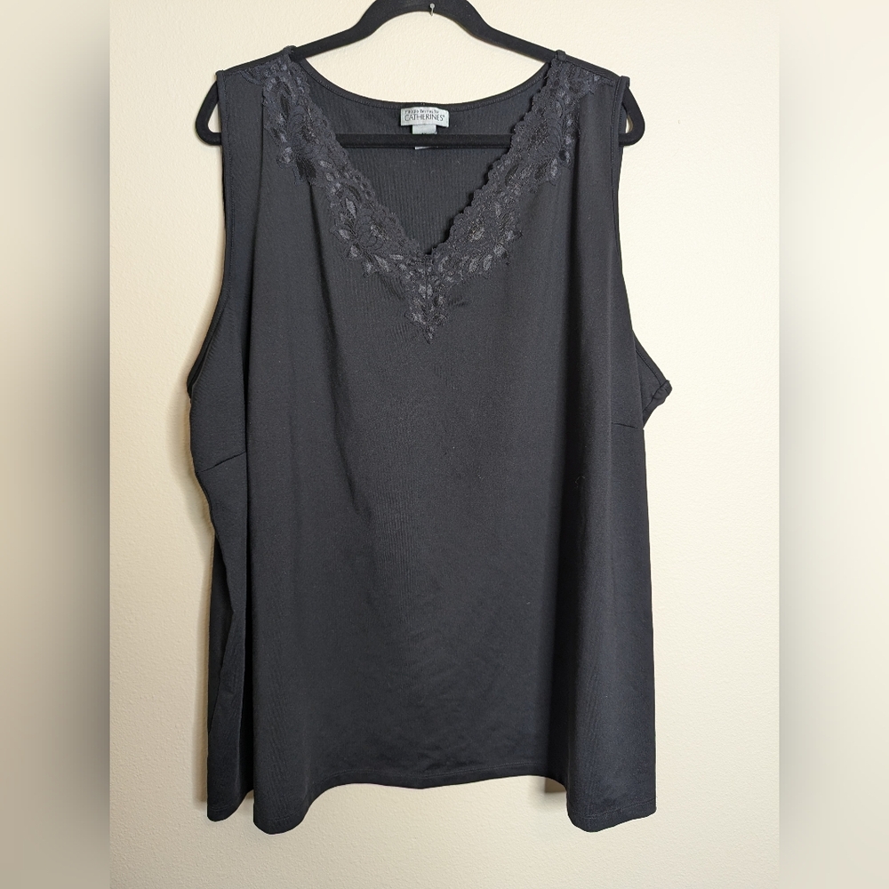 Catherine's Black Tank with Lace Detail Size 4X